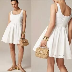 J.‎ Crew White Fit-and-flare mini dress with rickrack trim NWT size 4